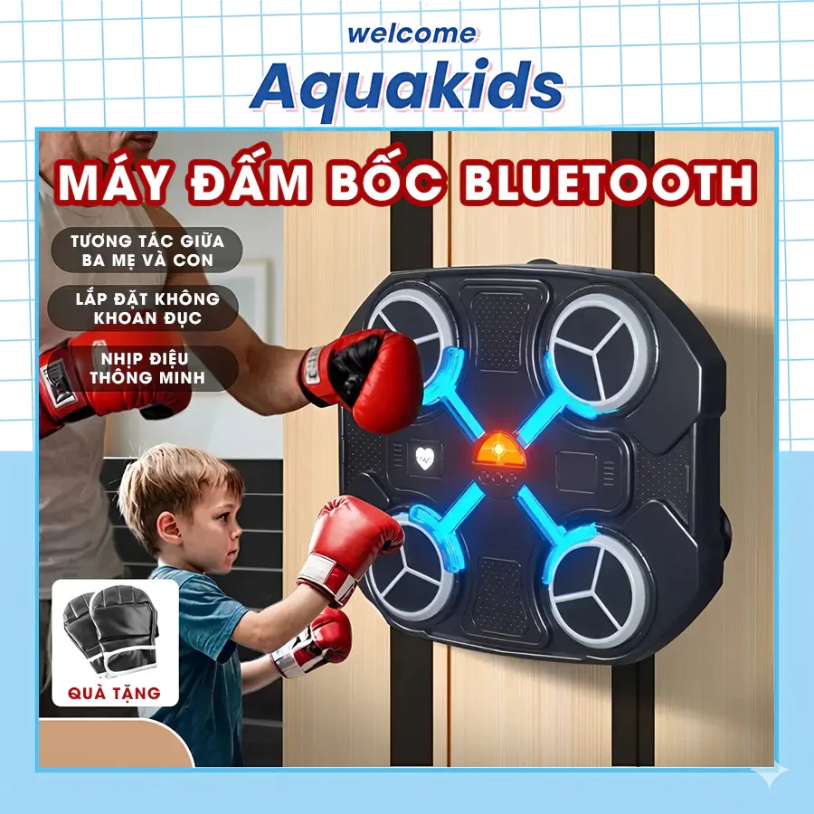 Máy Boxing theo nhạc gắn tường tiện dụng thế hệ mới có Bluetooth cho bé tập thể thao AquaKids