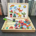 Đồ chơi xếp hình bảng bận rộn nam châm 2in1 có mặt vẽ chủ đề nông trại con vật dành cho bé từ 3 tuổi AquaKids