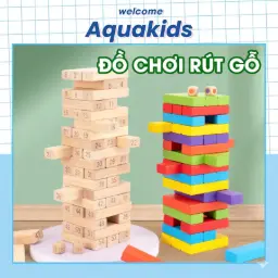 Đồ chơi rút gỗ 51 thanh cho trẻ em luyện trí thông minh khéo léo tặng kèm xúc xắc Aquakids