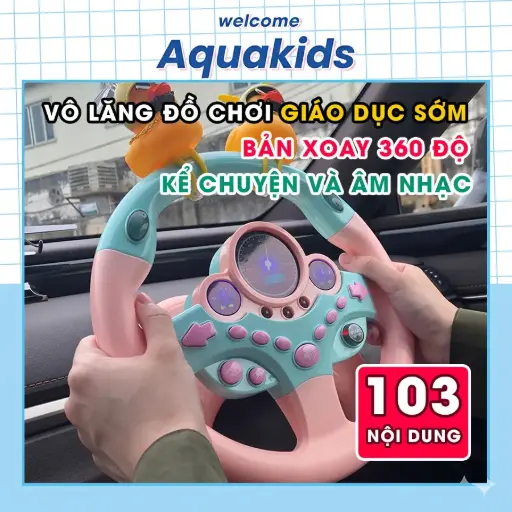 Vô Lăng Đồ Chơi Cho Bé Có Đèn Và Nhạc - Đồ Chơi Giáo Dục Sớm Mô Phỏng Lái Xe Bản Xoay 360 Độ Cao Cấp AquaKids