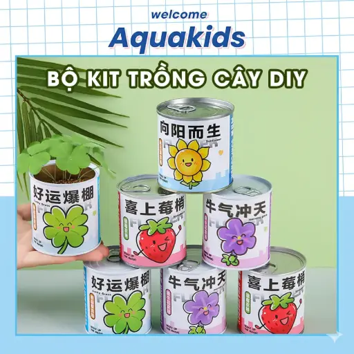 Bộ Kit trồng cây hạt giống trồng hoa mini cho bé nghiên cứu trải nghiệm làm nông đồ chơi giáo dục sớm Stem AquaKids