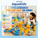 Đồ chơi xếp hình đường ray xe lửa tàu hỏa 3D nam châm hút từ tính lắp ráp giáo dục tư duy cho bé AquaKids