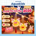 Lồng đèn trung thu giỏ tre thỏ ngọc có đèn trang trí mẫu mới 2 thỏ cho trung thu 2026 AquaKids